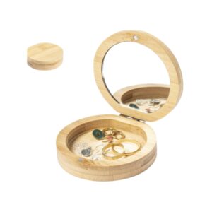 Joyero redondo de madera personalizable con grabado